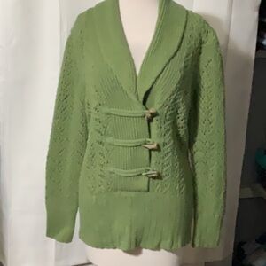 Green Women's Sweater with Toggle Closures